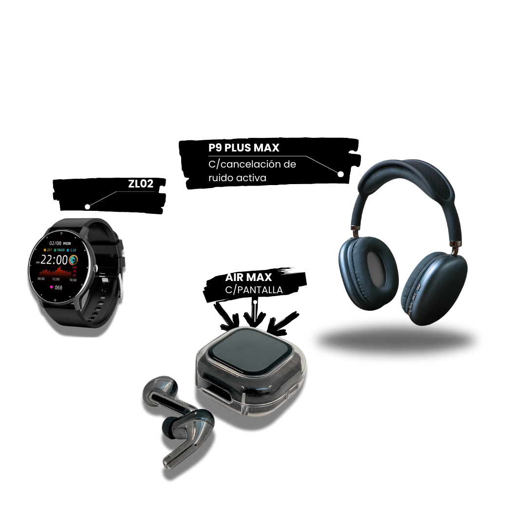 Kit Premium: Smartwatch + Air Max + P9 Plus Max